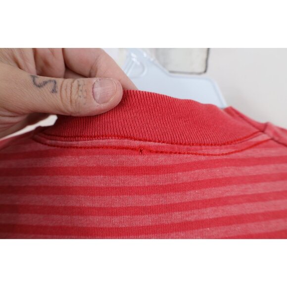 Vintage 90s Streetwear Mens Medium Faded Striped Short Sleeve T-Shirt Red Pink - Picture 10 of 13